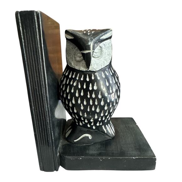 Vintage Hand Carved Soapstone Owl Bookends Set of 2 - Picture 2 of 10